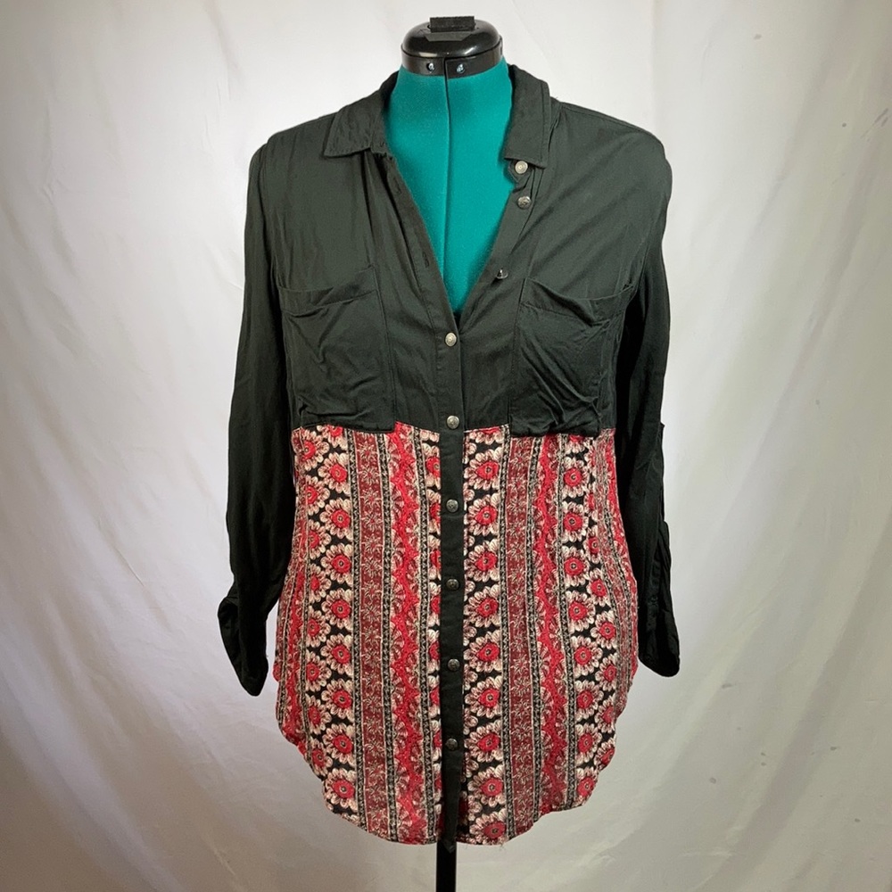 Free People Floral Button Down Blouse - M